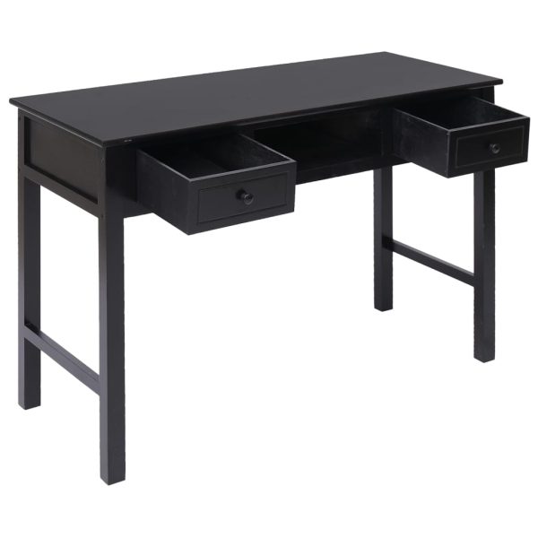 Scrivania Nera 108x45x76 Cm In Legno Massello Di Paulownia - Image 3