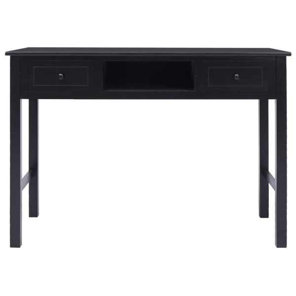 Scrivania Nera 108x45x76 Cm In Legno Massello Di Paulownia - Image 4