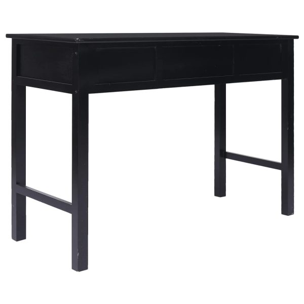 Scrivania Nera 108x45x76 Cm In Legno Massello Di Paulownia - Image 5