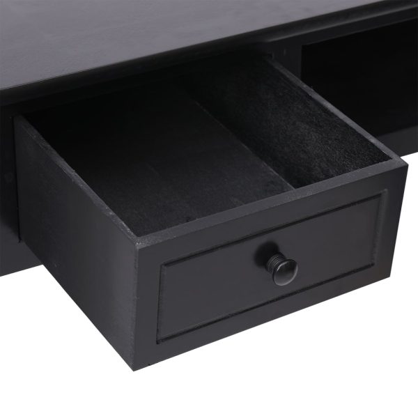 Scrivania Nera 108x45x76 Cm In Legno Massello Di Paulownia - Image 6