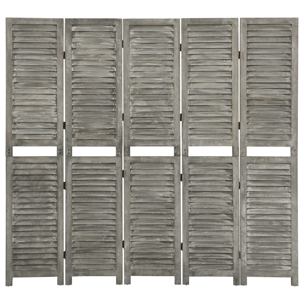 Divisorio A 5 Pannelli Grigio 179x166 Cm In Legno Massello