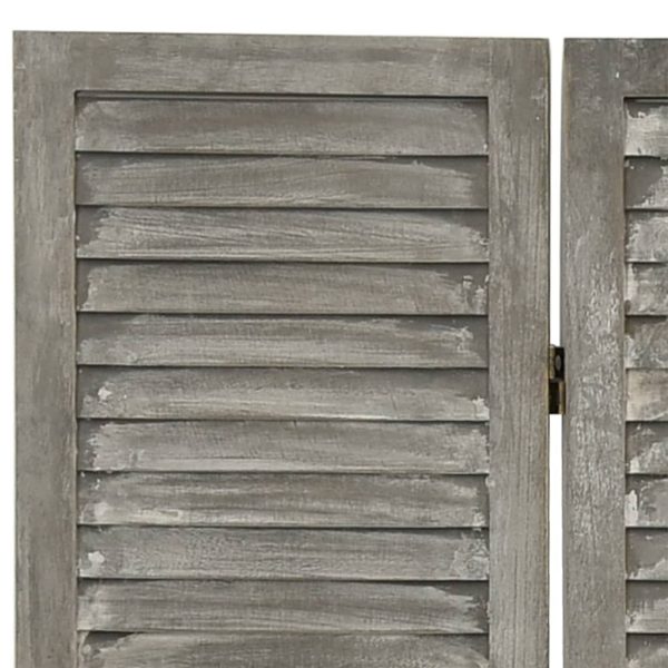 Divisorio A 5 Pannelli Grigio 179x166 Cm In Legno Massello - Image 5