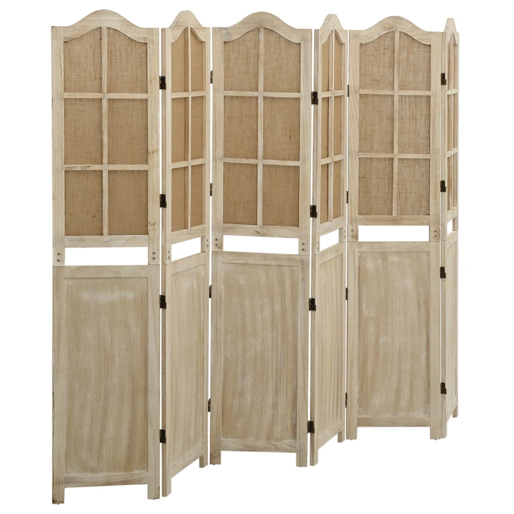 Divisorio A 6 Pannelli Marrone 214x165 Cm In Tessuto