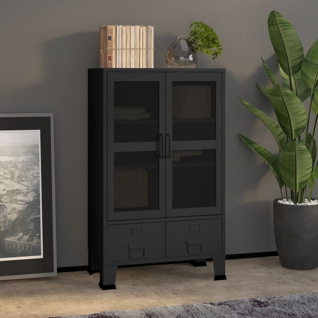 Armadio Classificatore Industriale Nero 70x40x115 Cm In Metallo