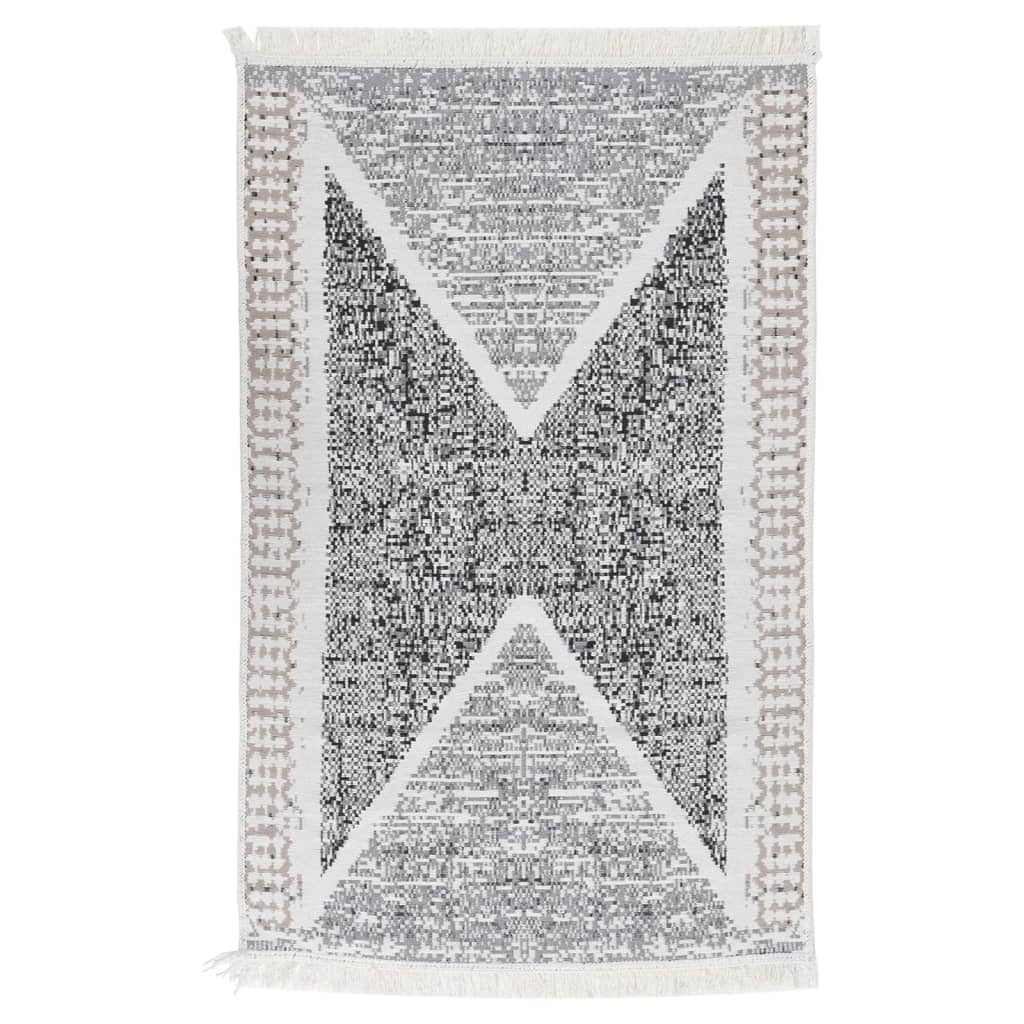 Tappeto Nero E Grigio 160x230 Cm In Cotone
