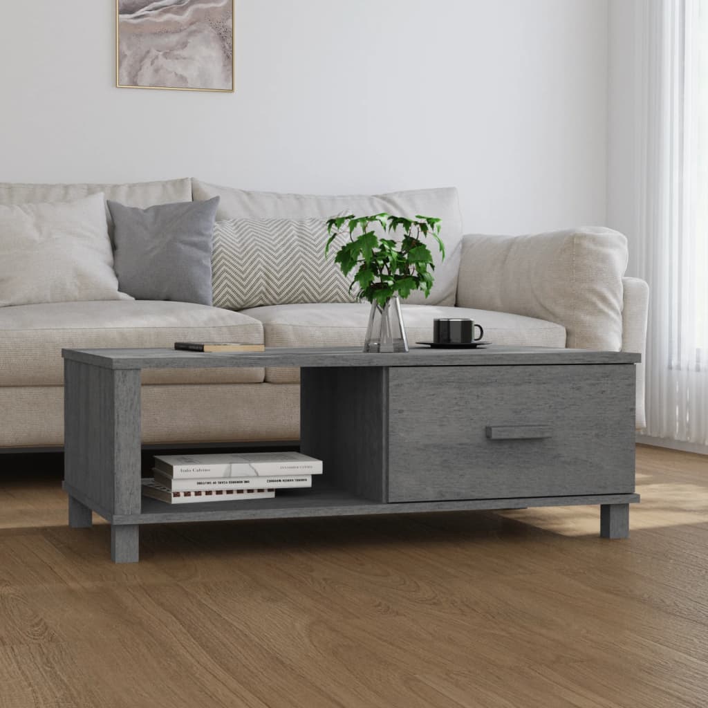 Tavolino Hamar Grigio Scuro 100x55x35 Cm Legno Massello Di Pino