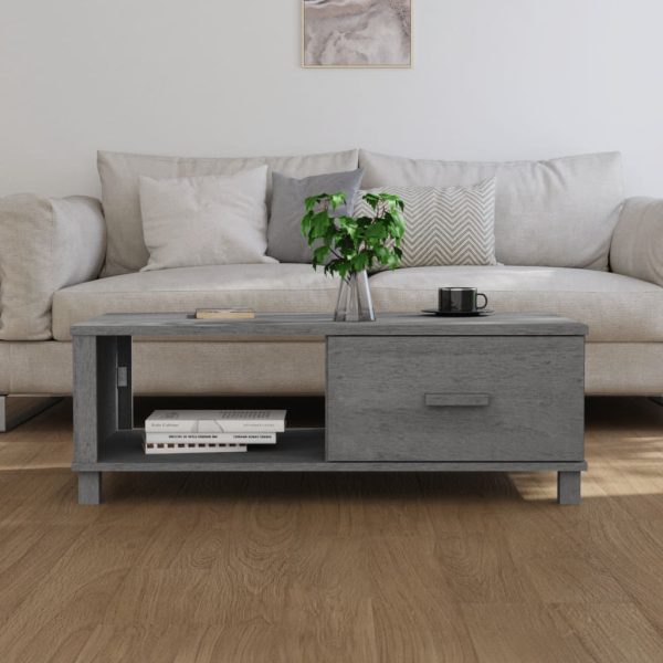 Tavolino Hamar Grigio Scuro 100x55x35 Cm Legno Massello Di Pino - Image 3