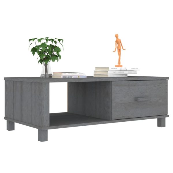 Tavolino Hamar Grigio Scuro 100x55x35 Cm Legno Massello Di Pino - Image 4