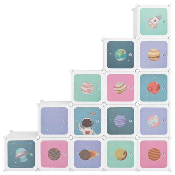 Scaffale Portaoggetti Per Bambini Con 15 Cubi Bianchi In pp - Image 3
