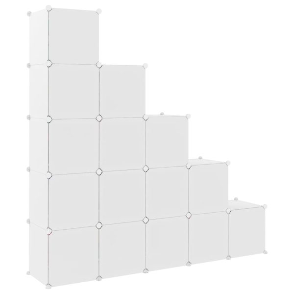 Scaffale Portaoggetti Per Bambini Con 15 Cubi Bianchi In pp - Image 5