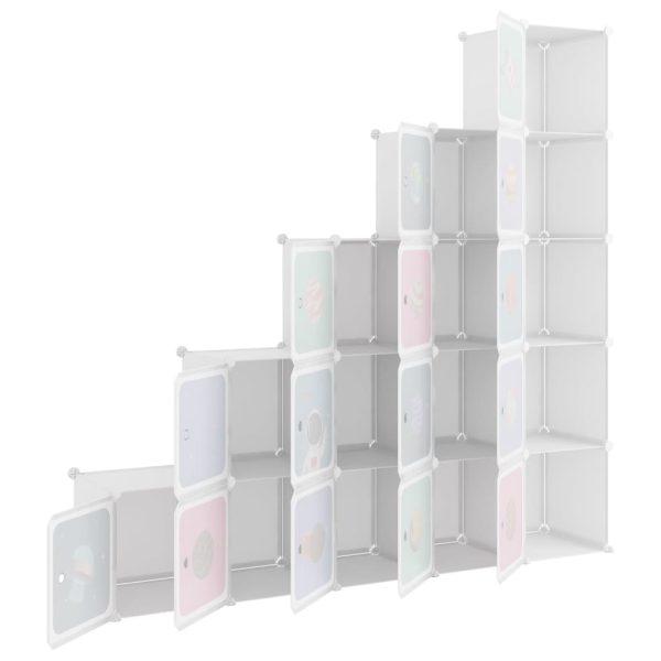 Scaffale Portaoggetti Per Bambini Con 15 Cubi Bianchi In pp - Image 6
