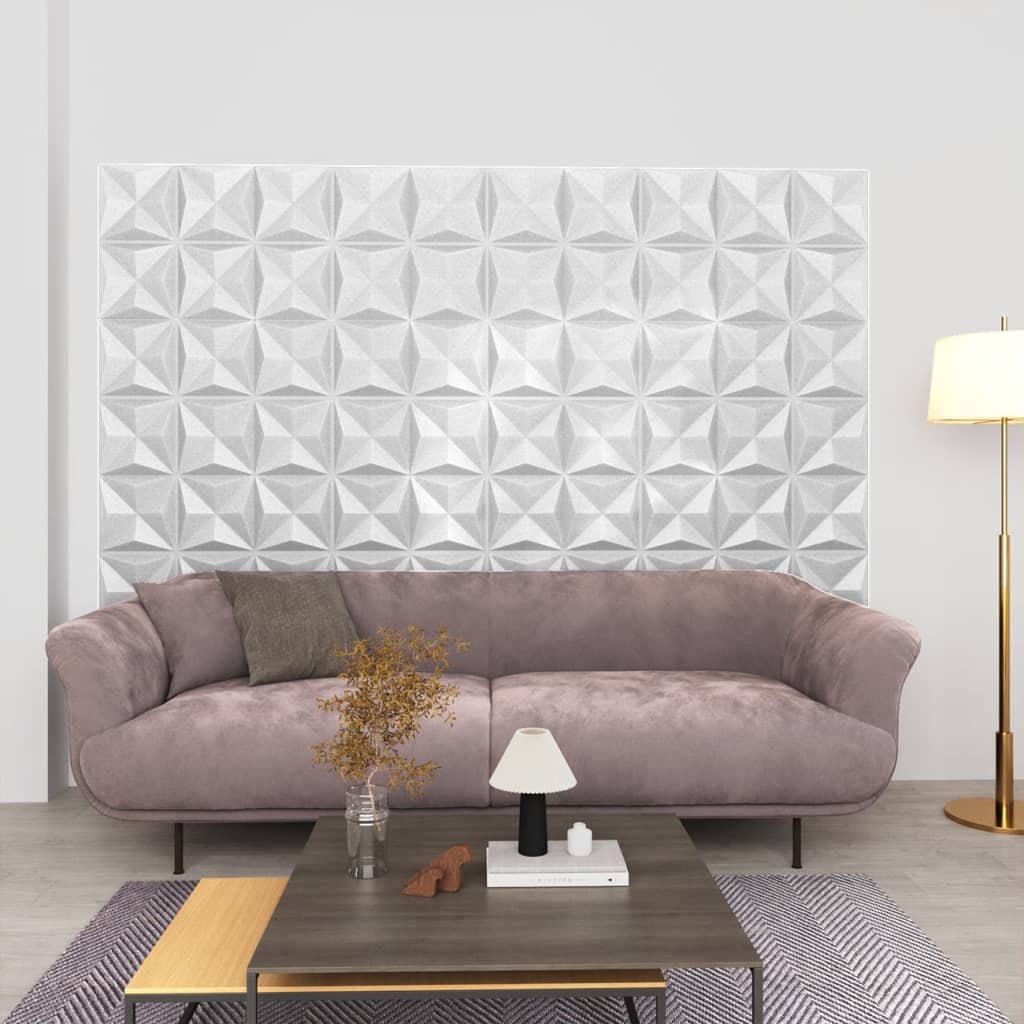 Pannelli Murali 3d 12 Pz 50x50 Cm Bianchi Origami 3 m²