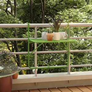 Tavolo Da Balcone Verde 60x40 Cm In Acciaio