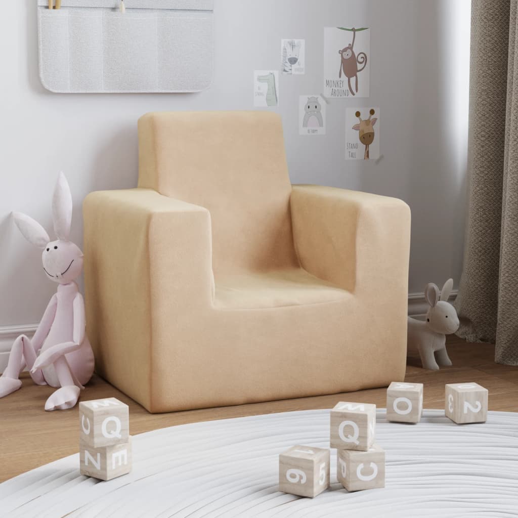 Divano Per Bambini Crema In Morbido Peluche