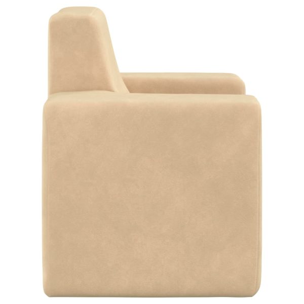 Divano Per Bambini Crema In Morbido Peluche - Image 4