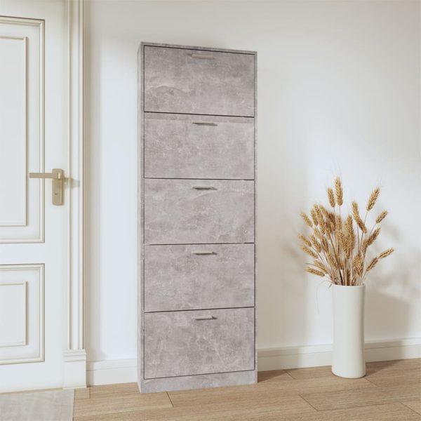 Scarpiera Grigio Cemento 59x17x169 Cm In Legno Multistrato - Image 3