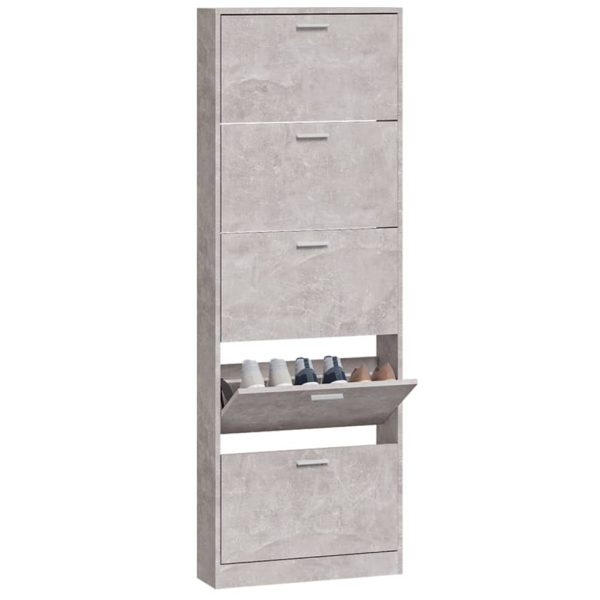 Scarpiera Grigio Cemento 59x17x169 Cm In Legno Multistrato - Image 4