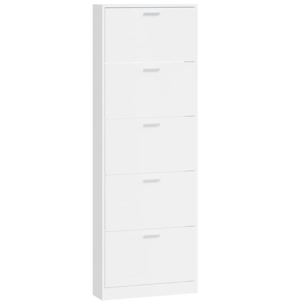 Scarpiera Bianco Lucido 59x17x169 Cm In Legno Multistrato - Image 5