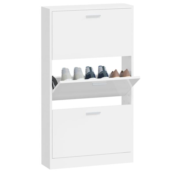 Scarpiera Bianco Lucido 59x17x108 Cm In Legno Multistrato - Image 4