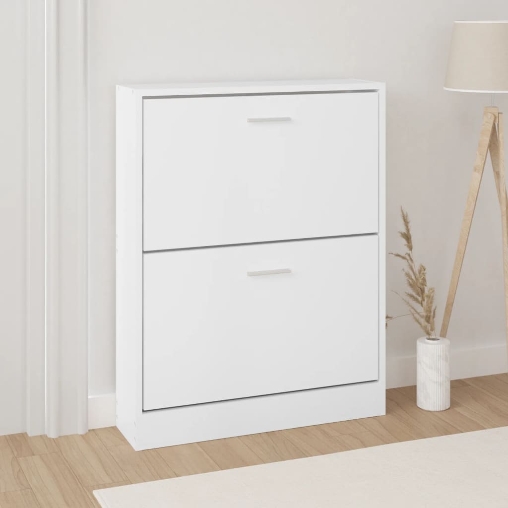 Scarpiera Bianca 59x17x81 Cm In Legno Multistrato