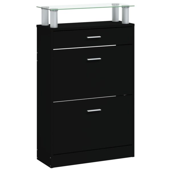 Scarpiera Nera 63x24x104 Cm In Legno Multistrato - Image 5