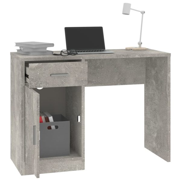 Scrivania Cassetto Grigio Cemento 100x40x73cm Legno Multistrato - Image 4