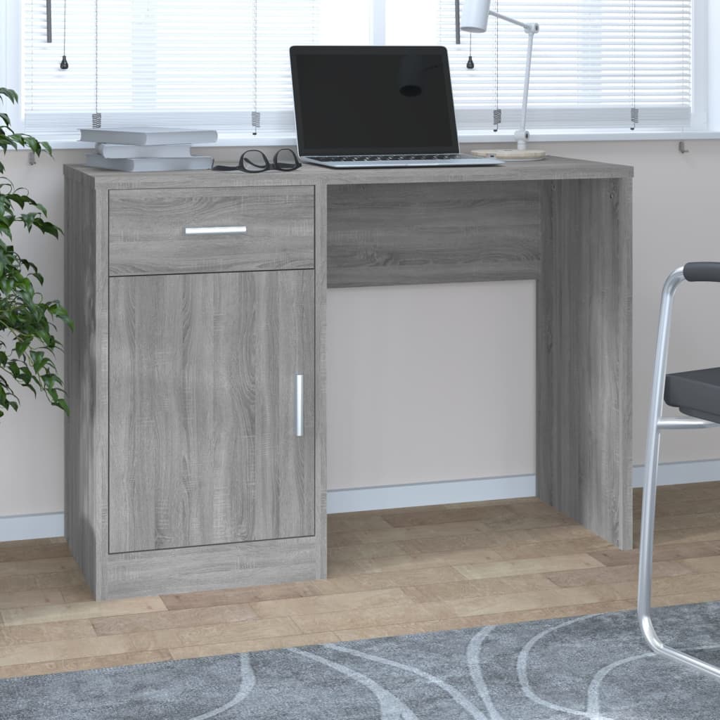Scrivania Cassetto Grigio Sonoma 100x40x73cm Legno Multistrato