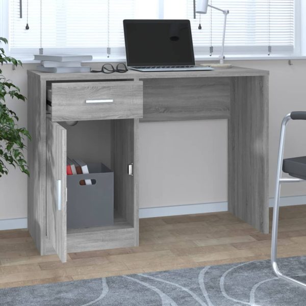 Scrivania Cassetto Grigio Sonoma 100x40x73cm Legno Multistrato - Image 3
