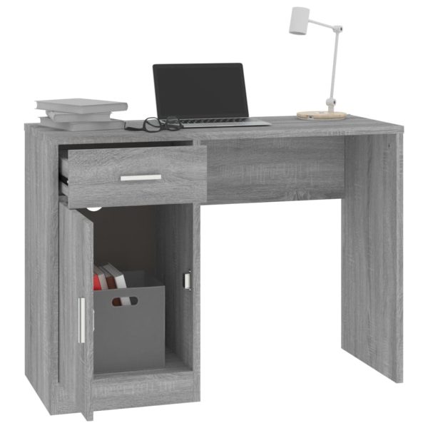 Scrivania Cassetto Grigio Sonoma 100x40x73cm Legno Multistrato - Image 4