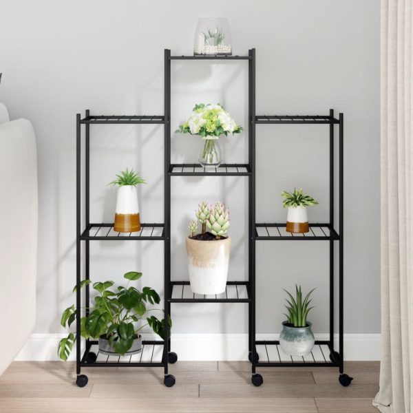 Portafiori Con Ruote 83x25x103,5 Cm Ferro Nero