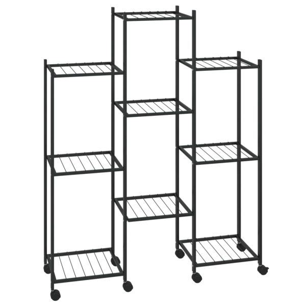 Portafiori Con Ruote 83x25x103,5 Cm Ferro Nero - Image 2