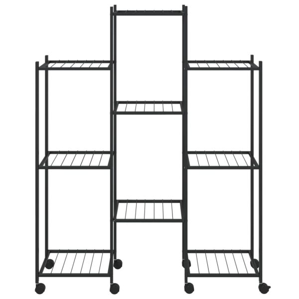 Portafiori Con Ruote 83x25x103,5 Cm Ferro Nero - Image 3