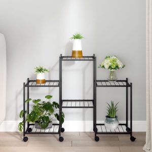 Portafiori Con Ruote 83x25x63,5 Cm Ferro Nero