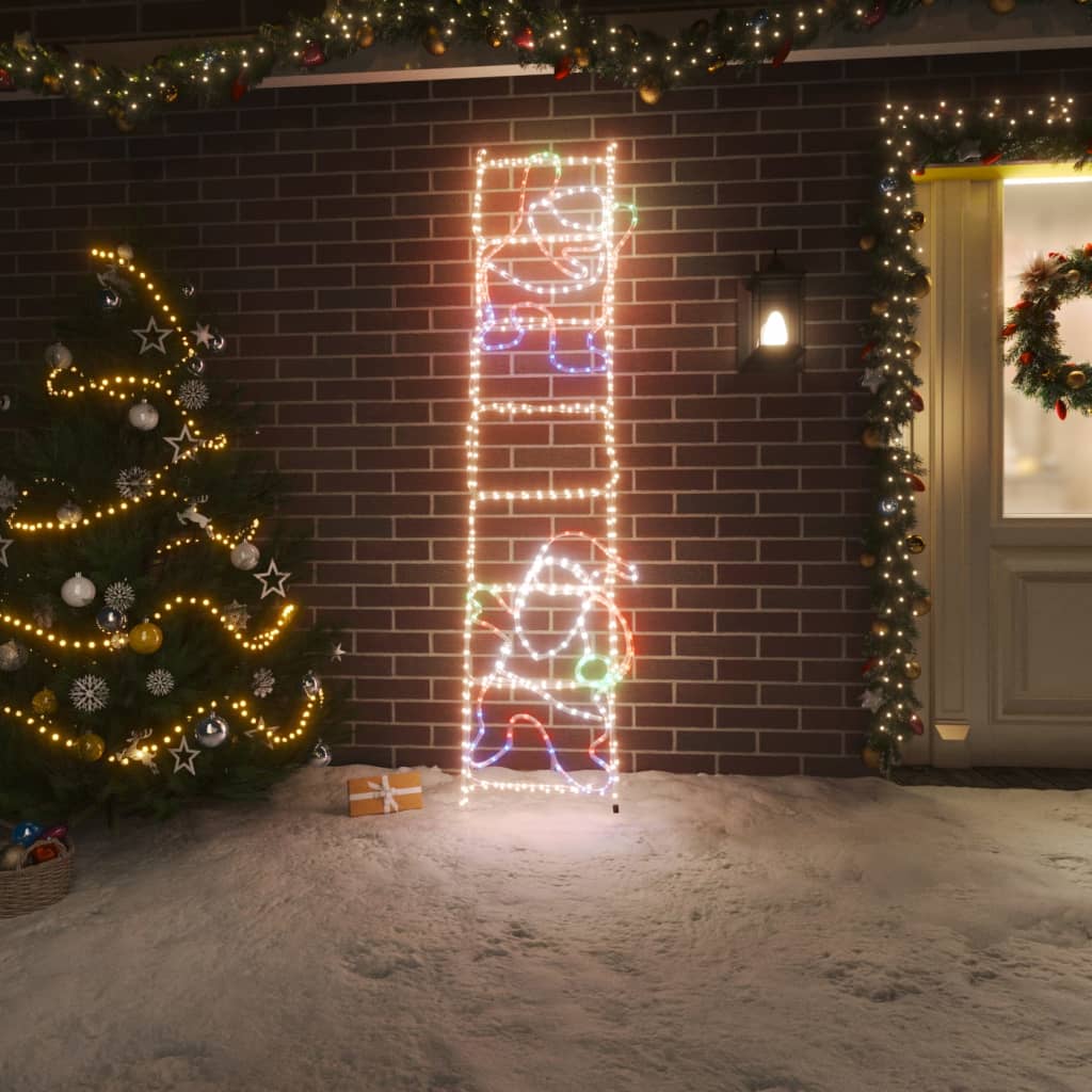 Figura Pieghevole Babbo Natale Su Scala Con 552 Led 50x200 cm