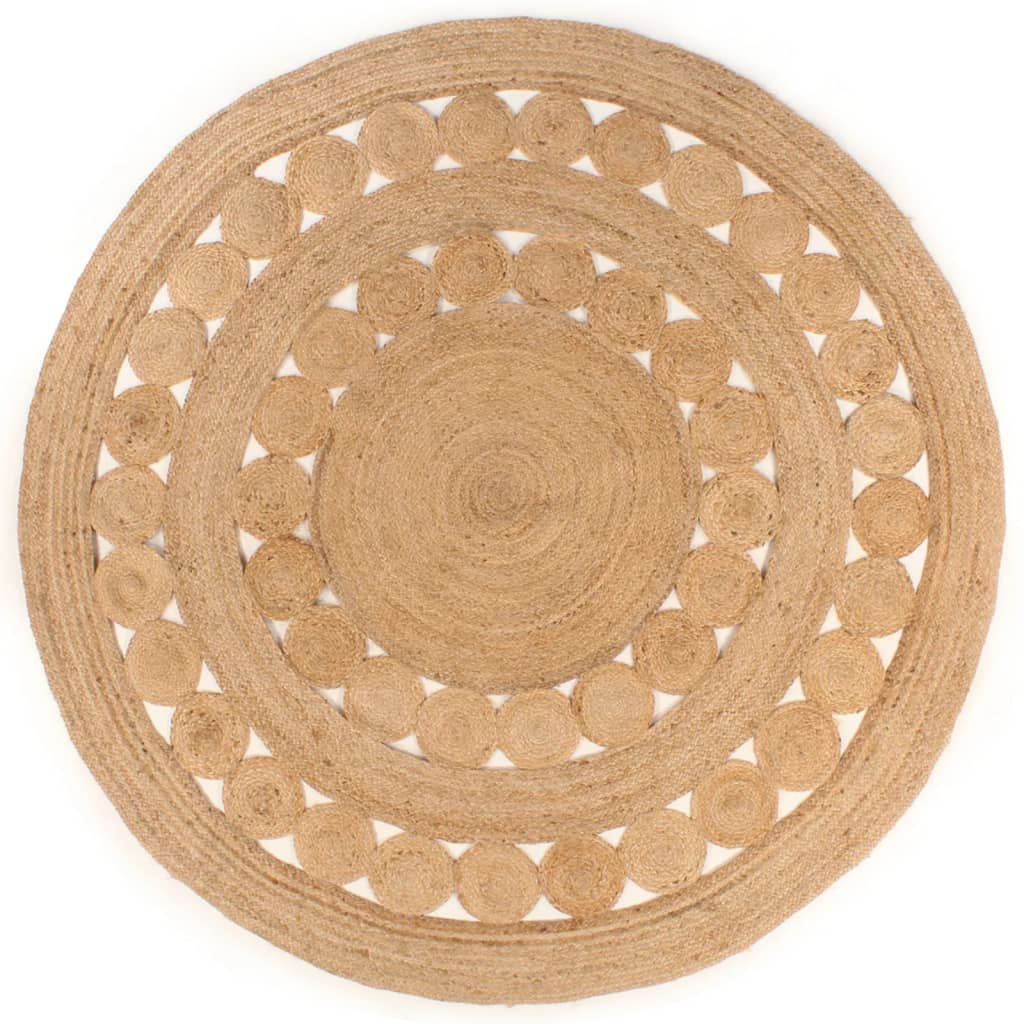 Tappeto In Juta Intrecciata Con Disegno 210 Cm Rotondo