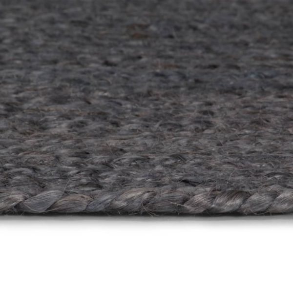 Tappeto Lavorato A Mano In Juta Rotondo 180 Cm Grigio Scuro - Image 3