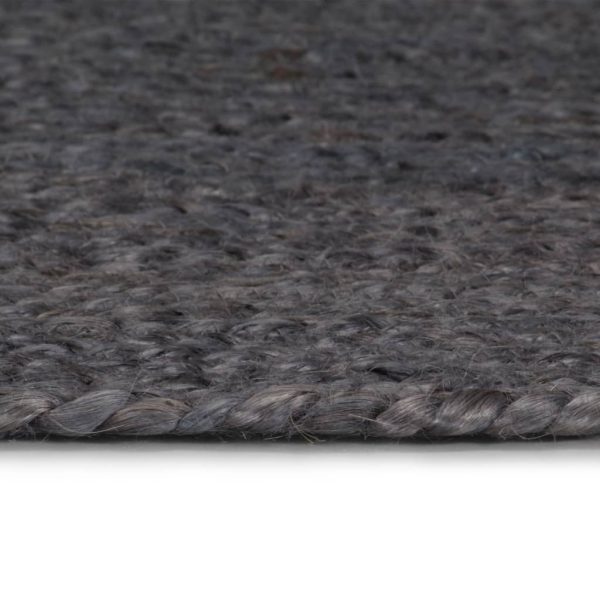 Tappeto Lavorato A Mano In Juta Rotondo 210 Cm Grigio Scuro - Image 3