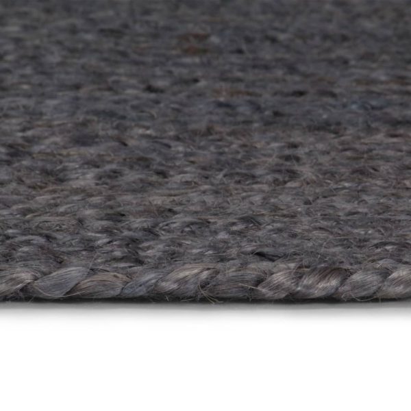 Tappeto Lavorato A Mano In Juta Rotondo 240 Cm Grigio Scuro - Image 3