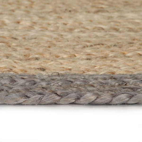 Tappeto Lavorato A Mano In Juta Con Bordo Grigio 240 cm - Image 3