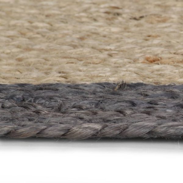 Tappeto Lavorato A Mano In Juta Con Bordo Grigio Scuro 240 cm - Image 3