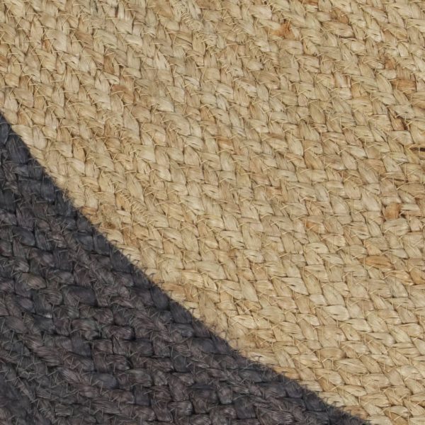 Tappeto Lavorato A Mano In Juta Con Bordo Grigio Scuro 240 cm - Image 4