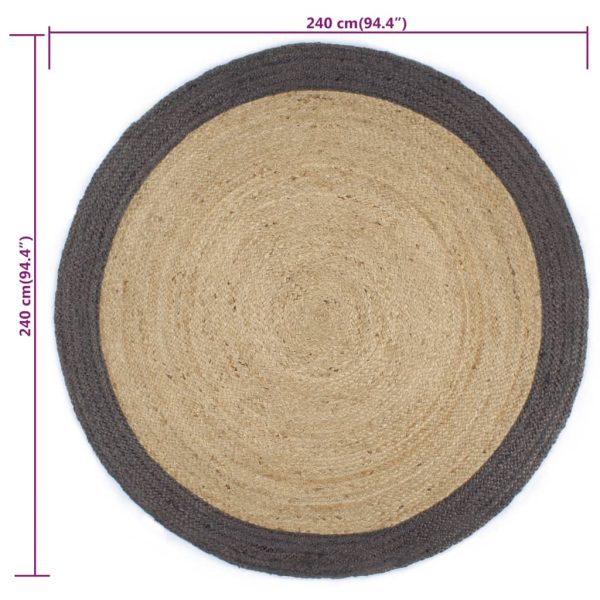 Tappeto Lavorato A Mano In Juta Con Bordo Grigio Scuro 240 cm - Image 6
