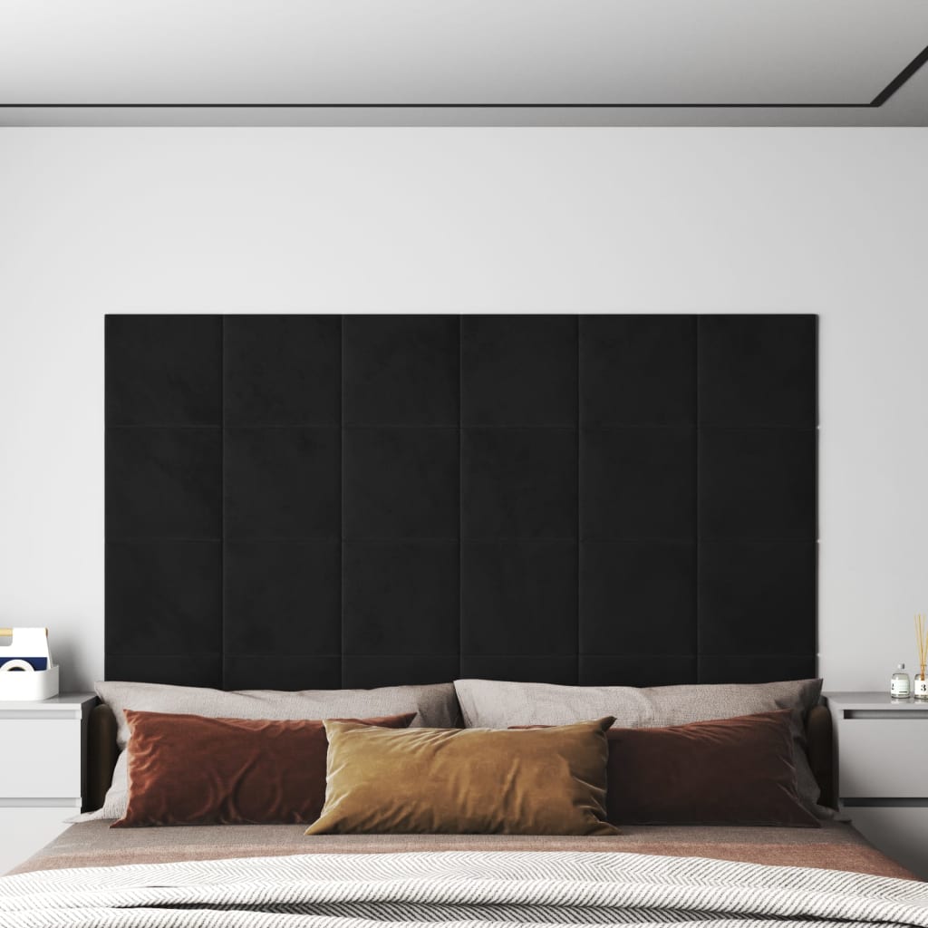 Pannelli Murali 12 Pz Neri 30x30 Cm Velluto 1,08 m²