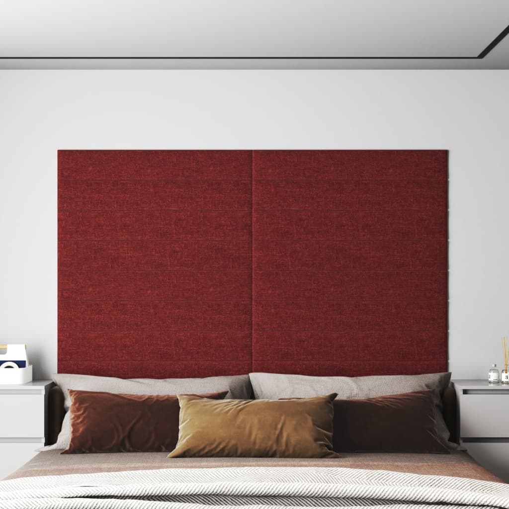 Pannelli Murali 12 Pz Rosso Vino 90x15 Cm Tessuto 1,62 m²