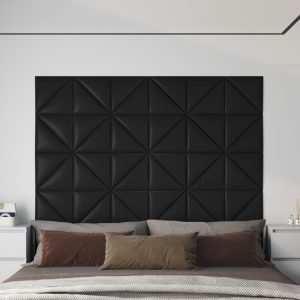Pannelli Murali 12 Pz Neri 30x30 Cm In Similpelle 0,54 m²
