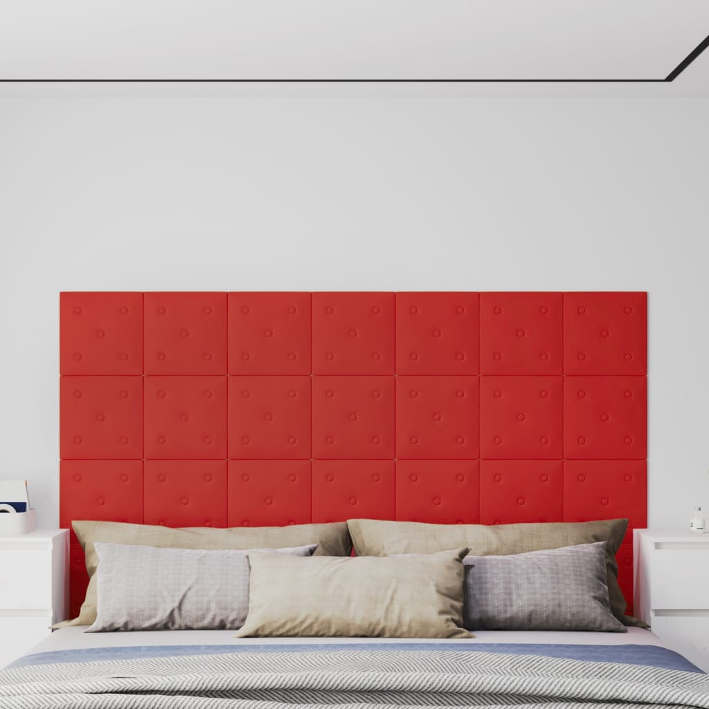 Pannelli Murali 12 Pz Rosso Vino 30x30 Cm Similpelle 1,08 m²