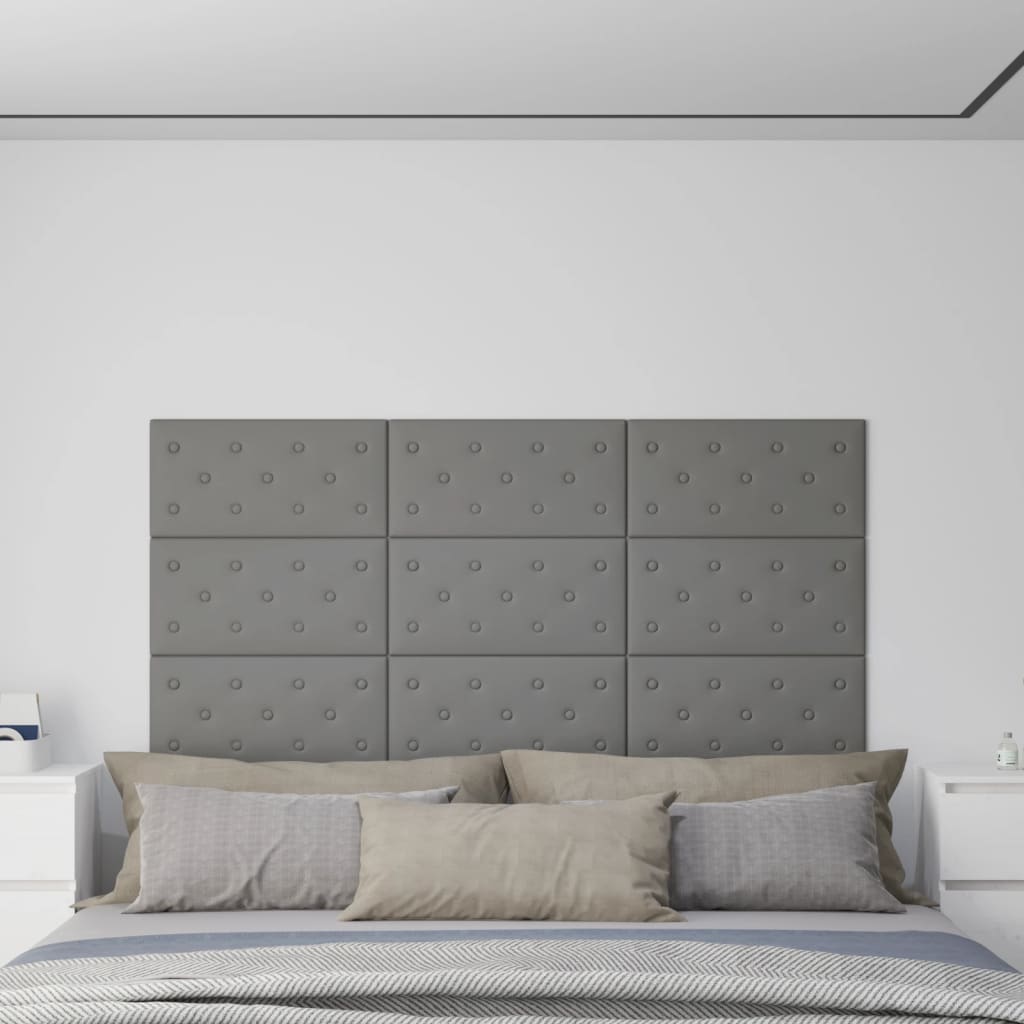 Pannelli Murali 12 Pz Grigi 60x30 Cm Similpelle 2,16 m²