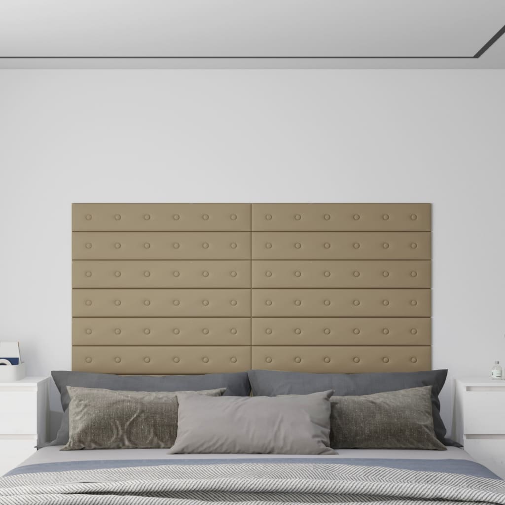 Pannelli Murali 12 Pz Cappuccino 90x15 Cm In Similpelle 1,62 m²
