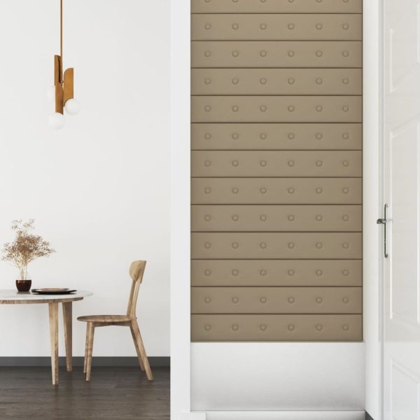 Pannelli Murali 12 Pz Cappuccino 90x15 Cm In Similpelle 1,62 m² - Image 4