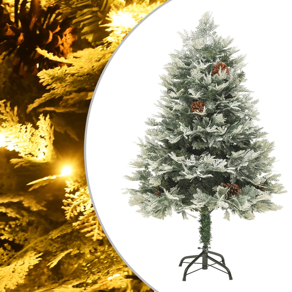 Albero Di Natale Preilluminato Con Pigne Verde 150 Cm Pvc E pe
